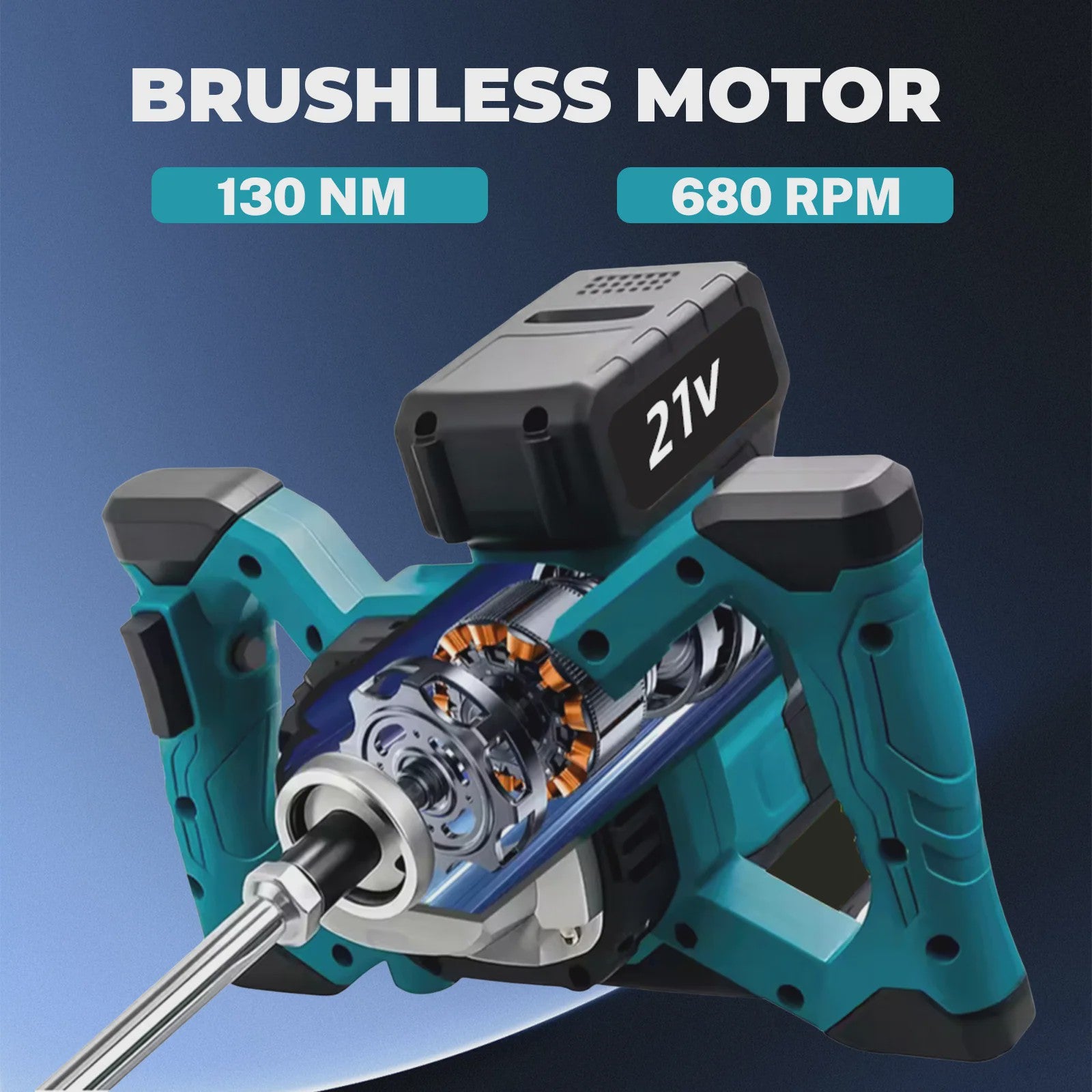 Accu Cementmixer 6-Speed Brushless - Mortel, Gips & Verf Mengmachine