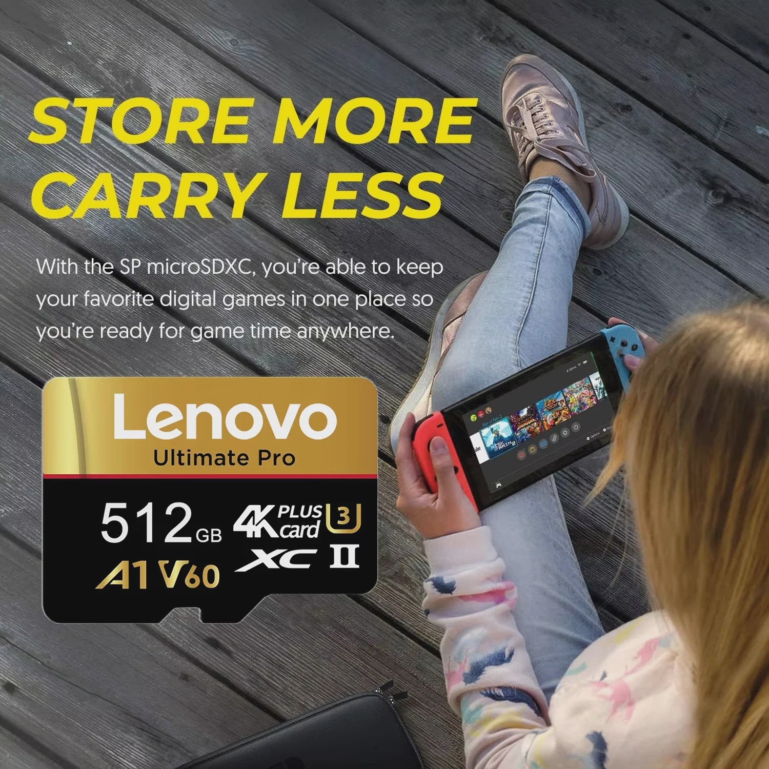 Lenovo Ultimate Pro Micro SDXC Kaart - 512GB, 4K UHD, V60, A1, Hoge Snelheid