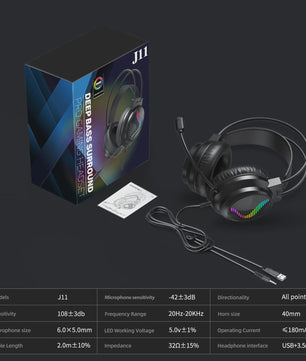 Acinaci J11 Gaming Headset met Microfoon, LED Verlichting & 3.5mm Jack voor PS4, PC, Xbox, Switch