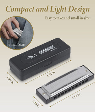 Professionele Diatonische Blues Harmonica - 10 Gaten, 20 Tonen, Inclusief Koffer