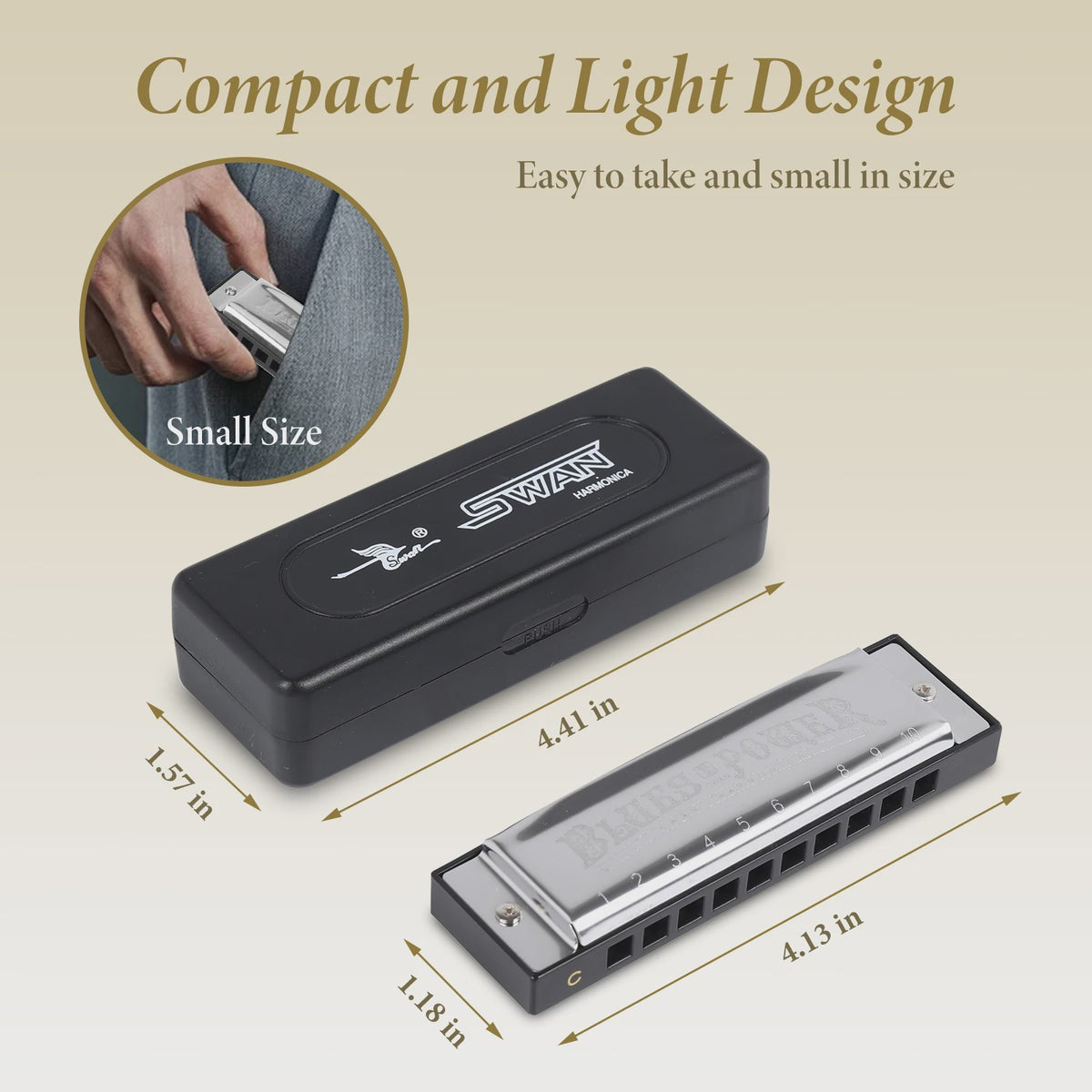 Professionele Diatonische Blues Harmonica - 10 Gaten, 20 Tonen, Inclusief Koffer