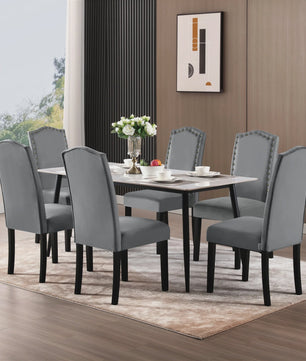 Set van 2 Gestoffeerde Eetkamerstoelen met Hoge Rugleuning - Stijlvol Design voor Woonkamer, Keuken of Hotel