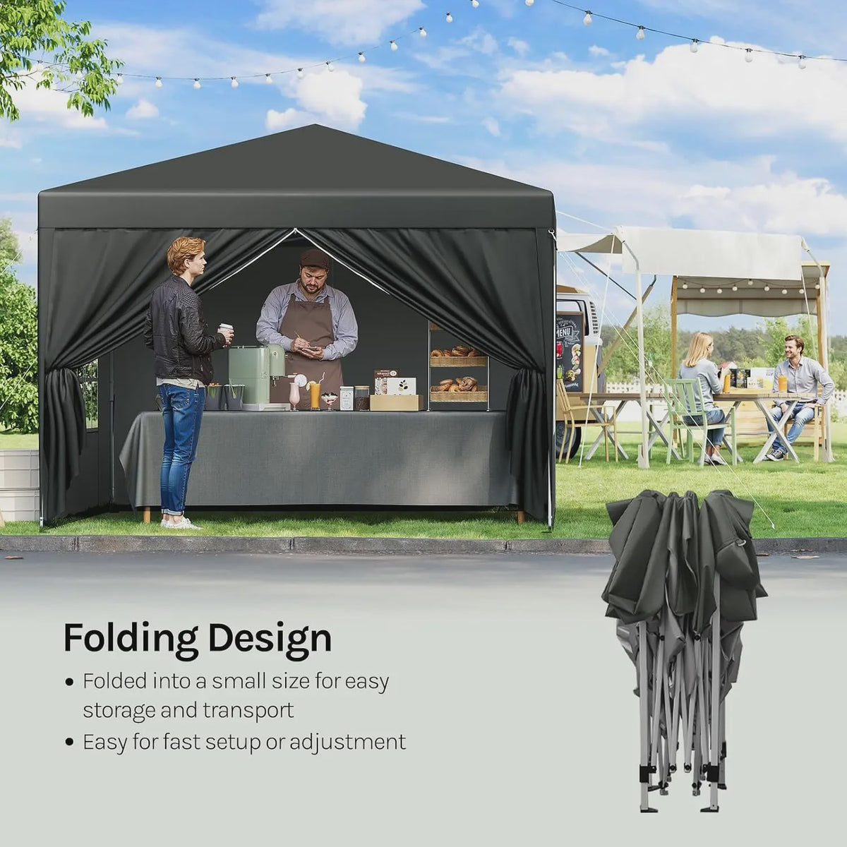WOLTU 3x3m Partytent - Waterdichte Tuin- en Camping Paviljoen met UV-bescherming en Draagtas