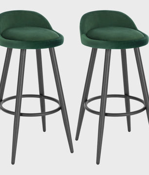 Set van 2 fluwelen barkrukken met voetensteun - Stijlvol en comfortabel voor keuken en bistro