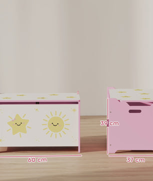 Roze Speelgoedkist met Deksel en Veiligheidsscharnieren - Ruim en Decoratief