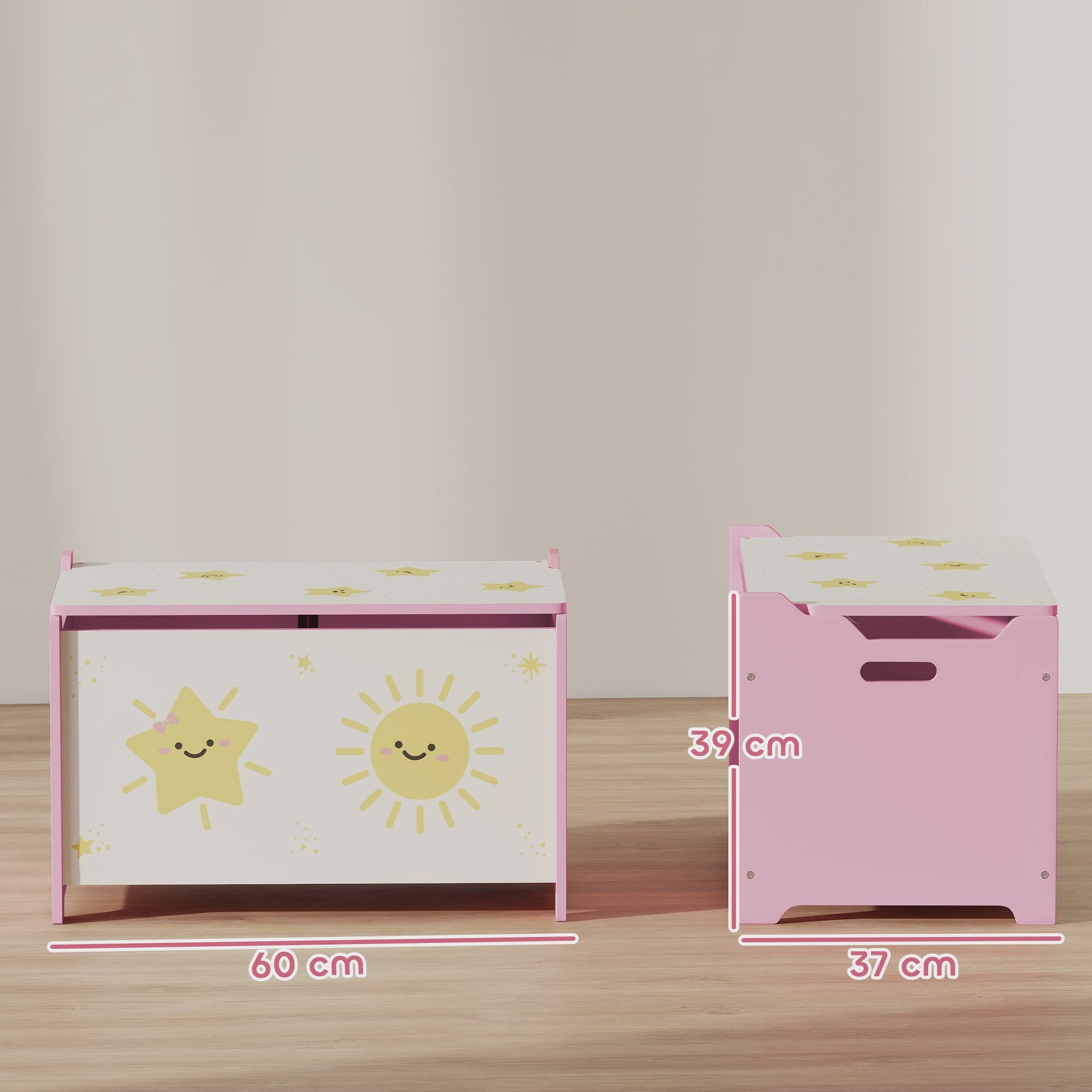Roze Speelgoedkist met Deksel en Veiligheidsscharnieren - Ruim en Decoratief