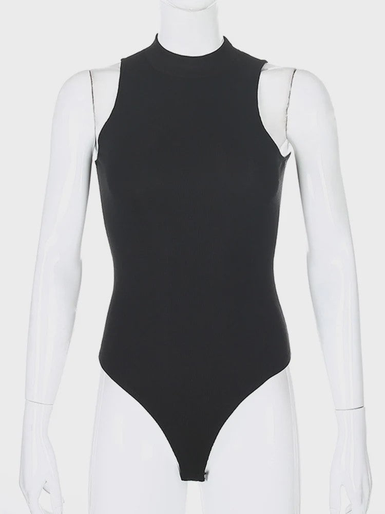 Zwarte Mouwloze Bodycon Jumpsuit - Stijlvolle Streetwear Bodysuit