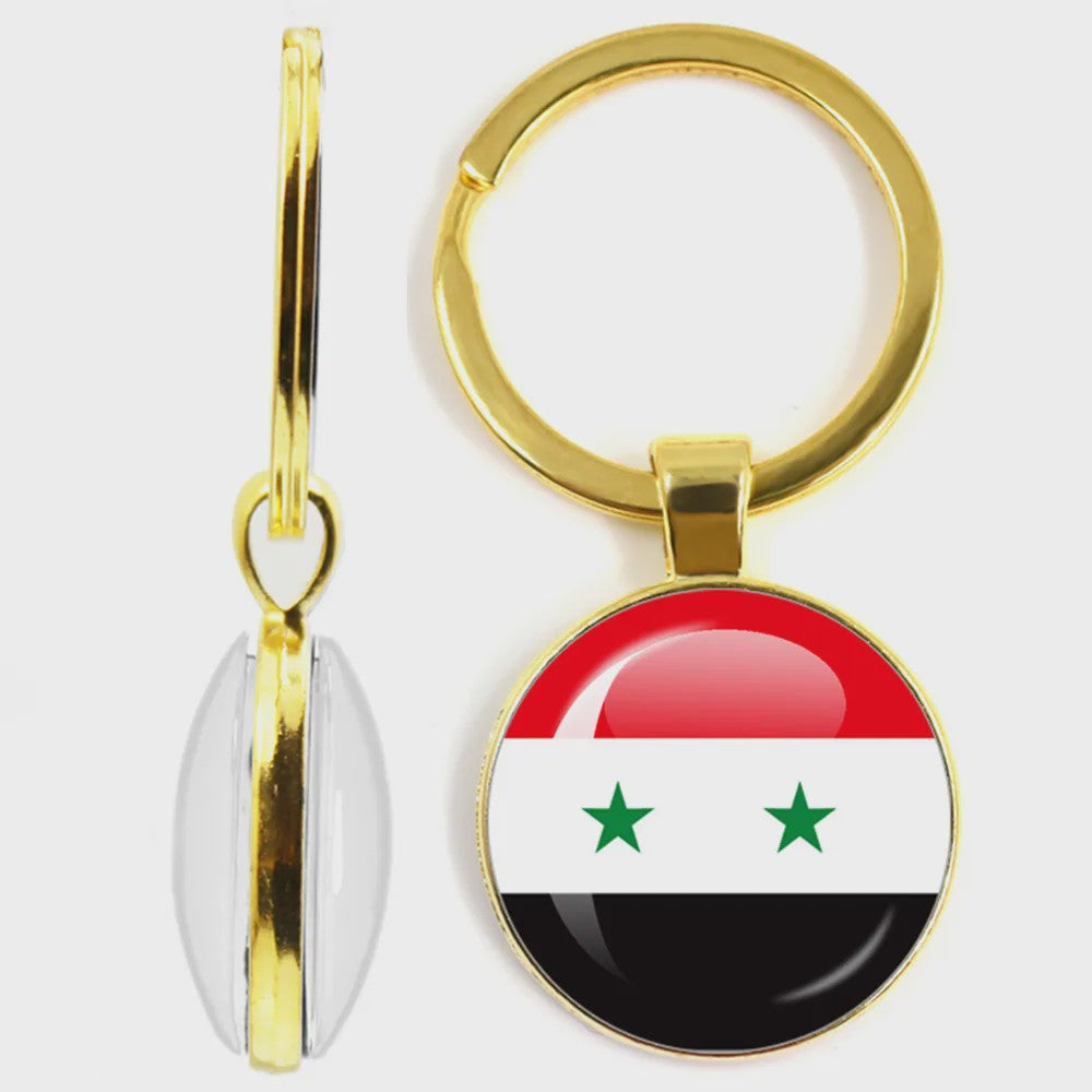 Soviet Union,Brazil,Canada,Netherlands,Israel,Syria,Venezuela,United States,Spain National Flag Series Double-Sided Keychain