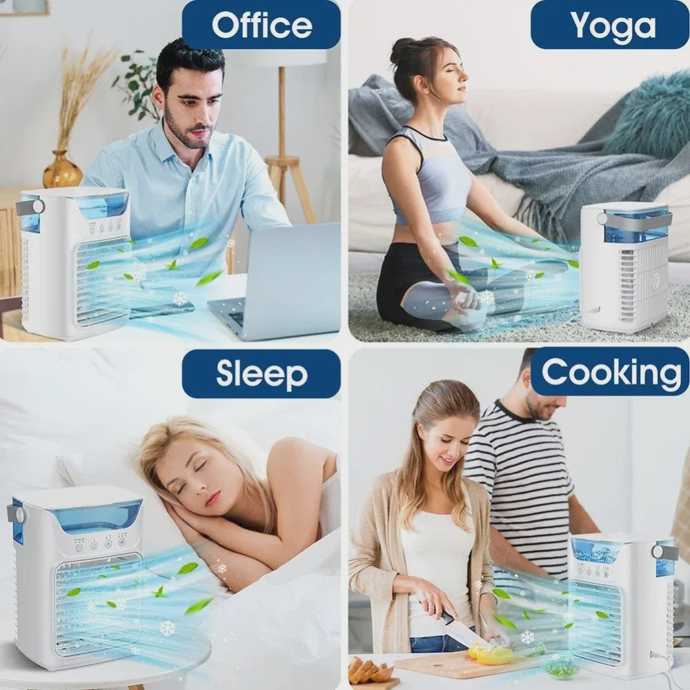 Draagbare Mini Airco Ventilator met Verneveling - USB Oplaadbaar, 650ml Tank, 3 Snelheden, Stil, Koeler voor Thuis & Kantoor