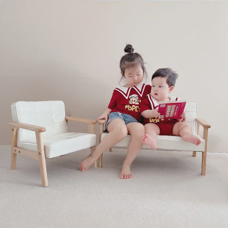 Kinderbankje Roze/Blauw - Wasbaar, Lichtgewicht Peuter Fauteuil met Afneembare Hoes