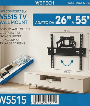 WETECH W5515 TV Muurbeugel: Volledig Beweegbaar voor 26-55 Inch TV's, 25kg Draagkracht, Kantelbaar & VESA Compatibel