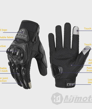 Ademende Motorhandschoenen Volledige Vinger - Anti-slip, Slijtvast & Touchscreen Compatibel