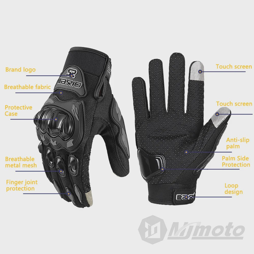 Ademende Motorhandschoenen Volledige Vinger - Anti-slip, Slijtvast & Touchscreen Compatibel