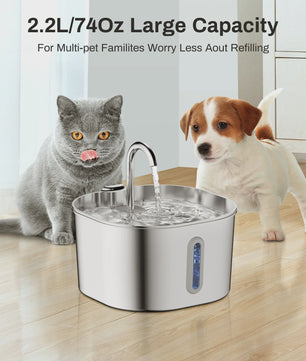 Automatische RVS Katten Drinkfontein 2.2L - Stille Waterdispenser voor Hond & Kat