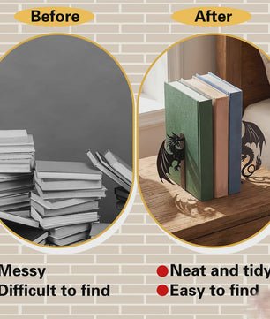 Draken Boekensteunen - Set van 2 - Wrought Iron - Decoratieve Boekenkast Organizer