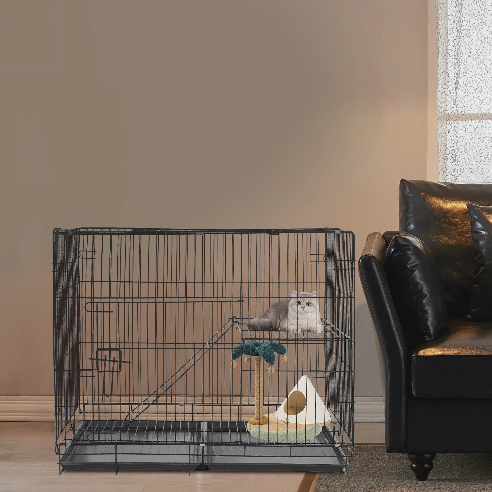 Grote Opvouwbare Dierenkooi voor Katten, Honden en Konijnen - 70x50x58 cm