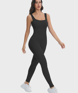 Dames Shapewear Jumpsuit met Ingebouwde BH - Bodycon, Vierkante Hals, Mouwloos & Ribbel Design