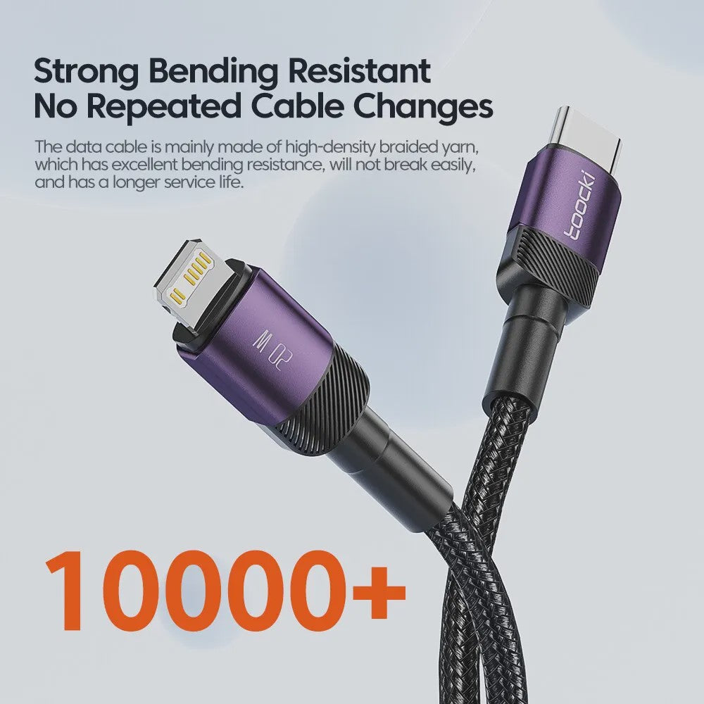 Toocki PD 27W USB-C naar Lightning Kabel voor iPhone - Snel Laden & Data