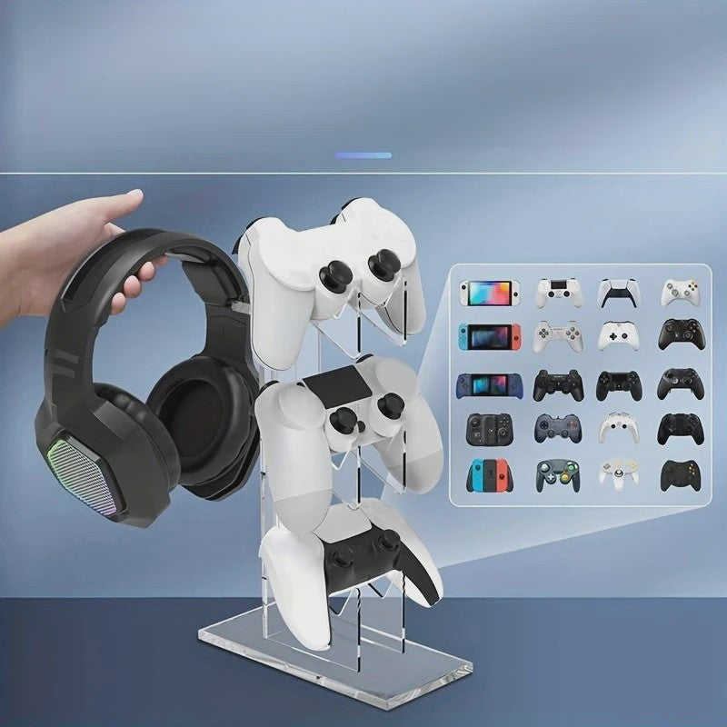 Universele 3-laags Controller & Headset Houder - Zwart, Wit, Transparant
