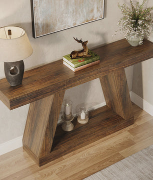 Industriële Console Tafel 55-Inch Rustiek Hout - Entree & Woonkamer