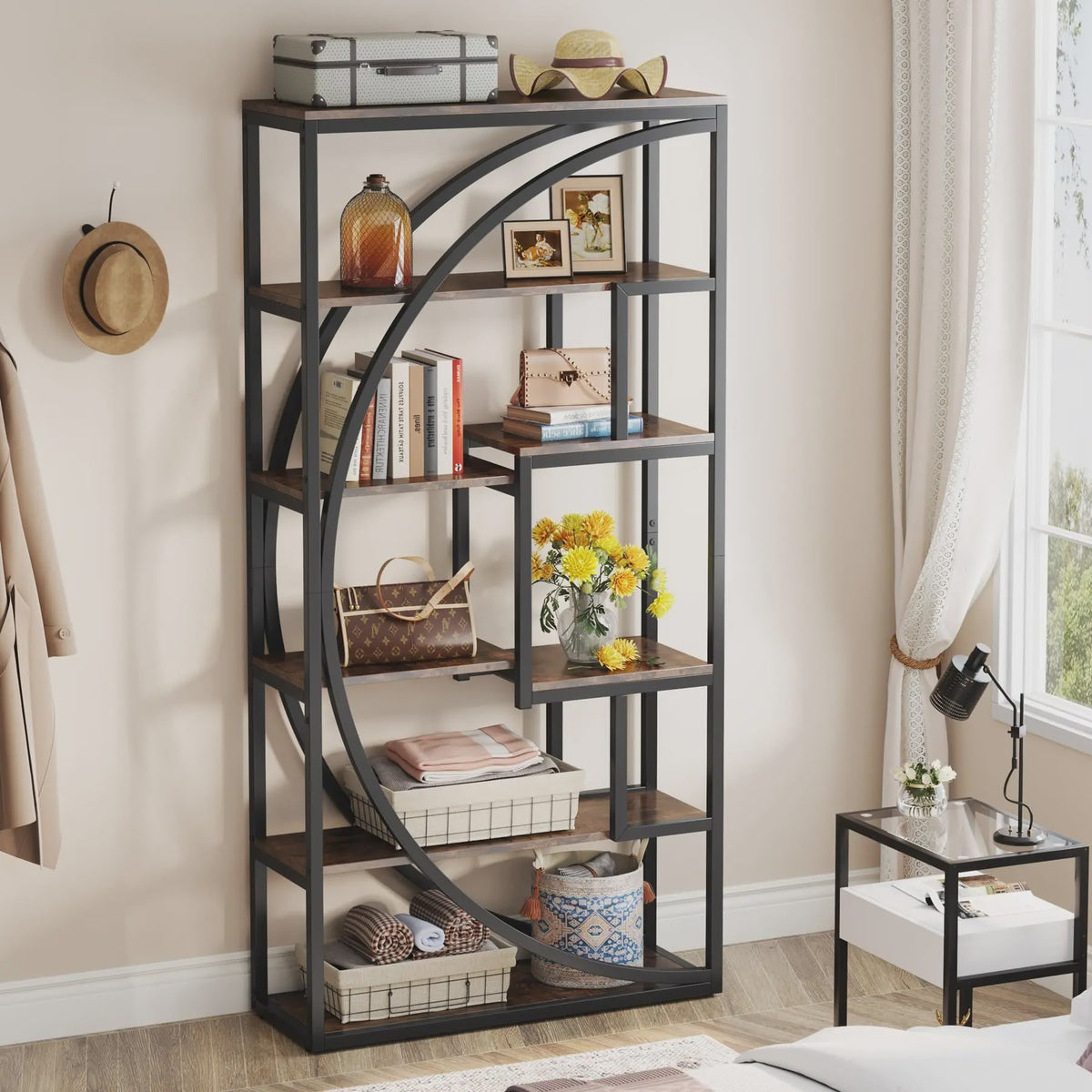Industriële Boekenkast 180 cm - 8 Open Planken - Etagère Boekenkast