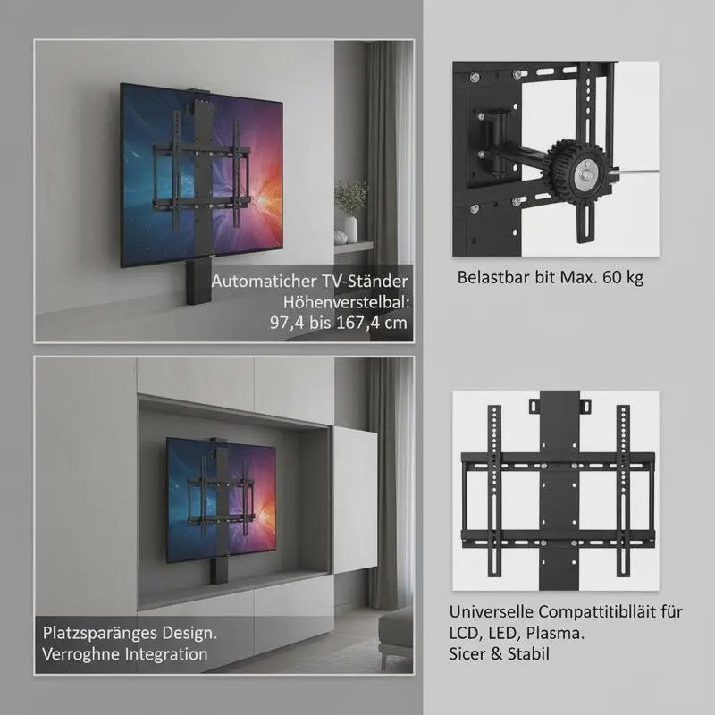 Automatische TV Lift Standaard - In Hoogte Verstelbaar (97.4-167.4 cm), Max. 60 kg