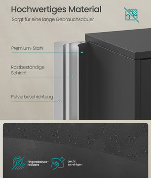 SONGMICS Metalen Archiefkast / Opbergkast - Zwart, 40x60x180 cm, 4 Deuren, 2 Slotjes