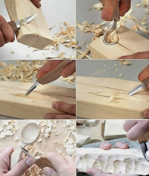 Professionele Houtsnijset: 5 Delig met Gebogen Mes & Schraper voor Lepelsnijden en DIY Projecten
