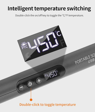 Draagbare USB Soldeerbout met Instelbare Temperatuur en Type-C Opladen