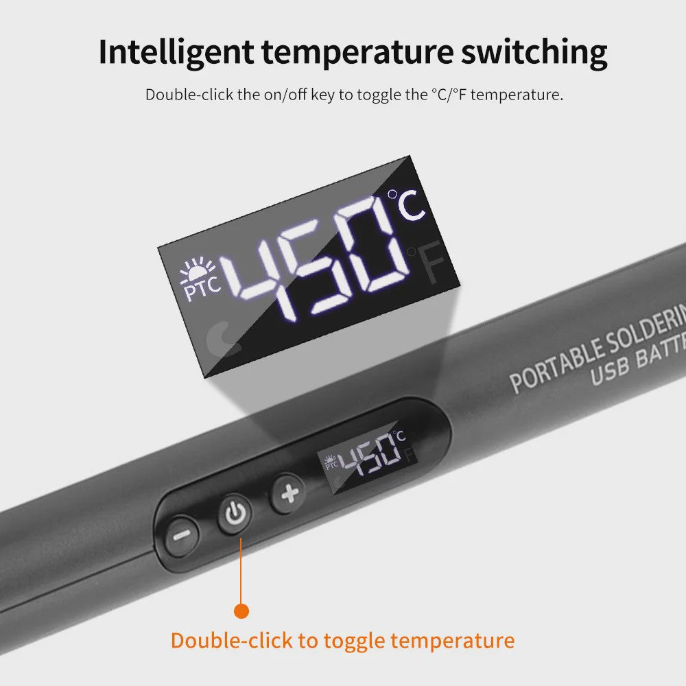 Draagbare USB Soldeerbout met Instelbare Temperatuur en Type-C Opladen