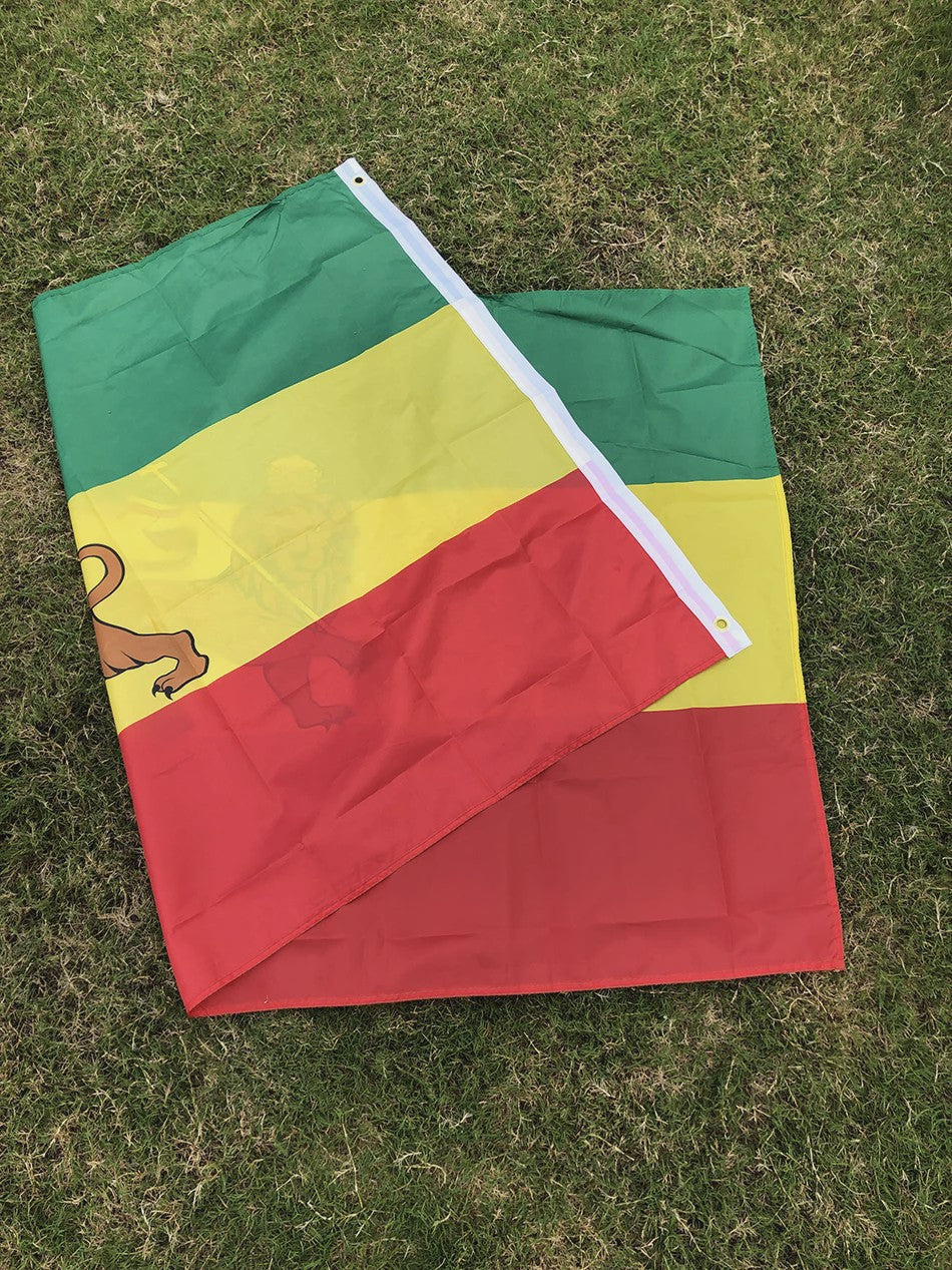 Ethiopië Vlag 90x150cm met Leeuw van Juda - Hoge Kwaliteit Polyester