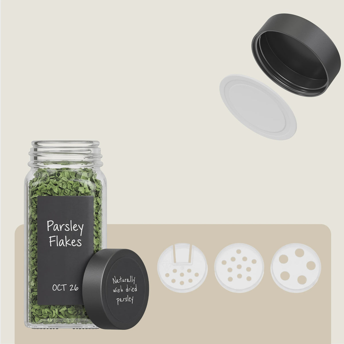 24 Delige Set Glazen Kruidenpotjes 120ml met Shaker Insert - Keuken Organisatie