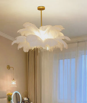 Luxe Struisvogelveer Hanglamp LED - Sfeervolle Verlichting voor Woonkamer & Slaapkamer
