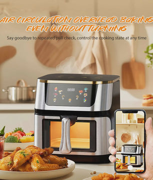 Krachtige Airfryer Oven 8L met 2800W, LED Touchscreen en Groot Visueel Venster