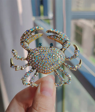 Chique Krab Broche met Kristallen - Unieke Dieren Pin voor Dames