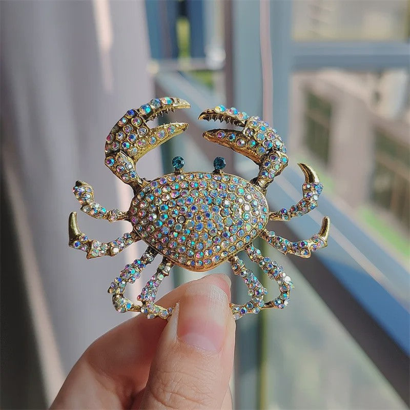 Chique Krab Broche met Kristallen - Unieke Dieren Pin voor Dames