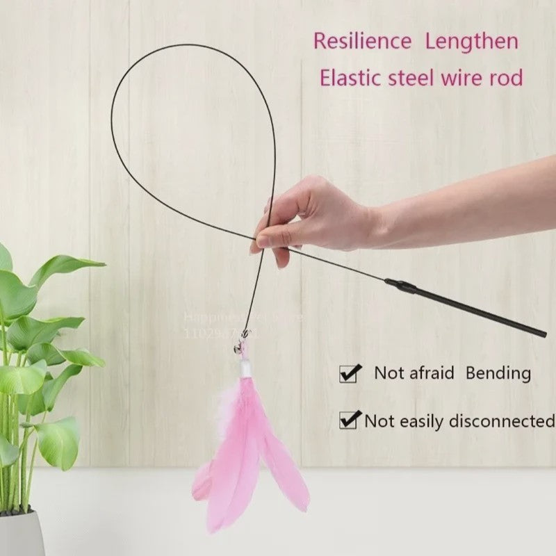 Interactieve Kattenhengel met Zuignap en Veer - Stimuleert Spelen en Jagen