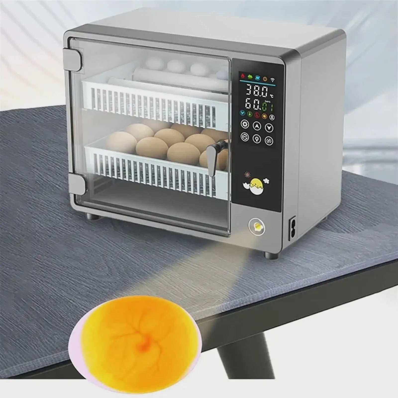 Volautomatische Broedmachine voor 24 Eieren met Lade-Type Automatische Draaier en Touchscreen