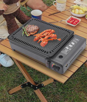 Draagbare Gas BBQ Grill met Opbergbox - Ideaal voor Camping, Reizen & Outdoor