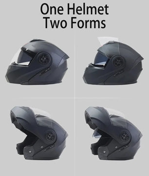 Modulaire Motorhelm met Dubbel Vizier - Flip-Up Full Face Helm voor Heren & Dames