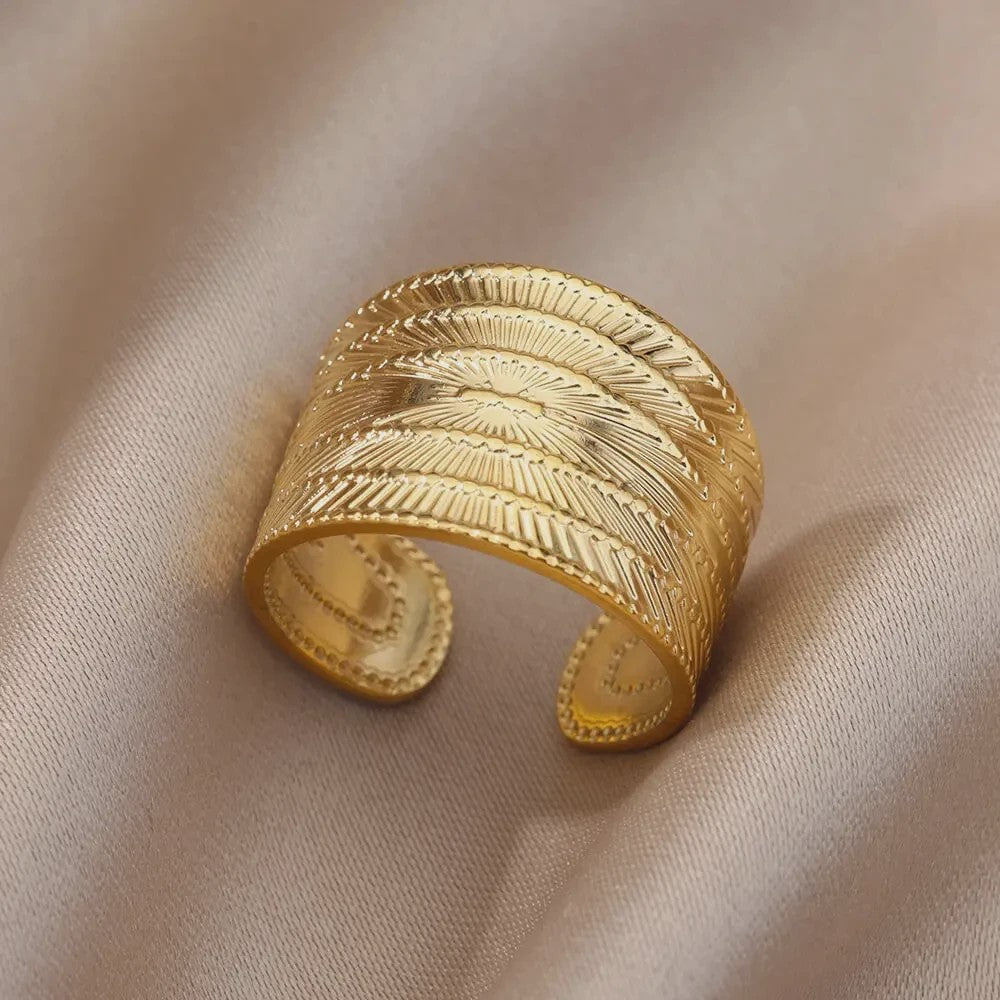 Gouden Ringen Dames - Roestvrij Staal Chunky Open Ringen Vintage Geometrisch Design