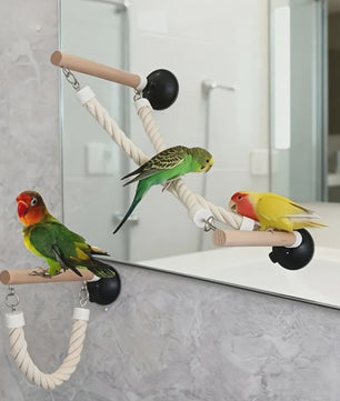 Vogel Speeltouw met Zuignap - Klimtouw, Schommel & Ladder voor Papegaaien en Vogels - Plezier & Verrijking