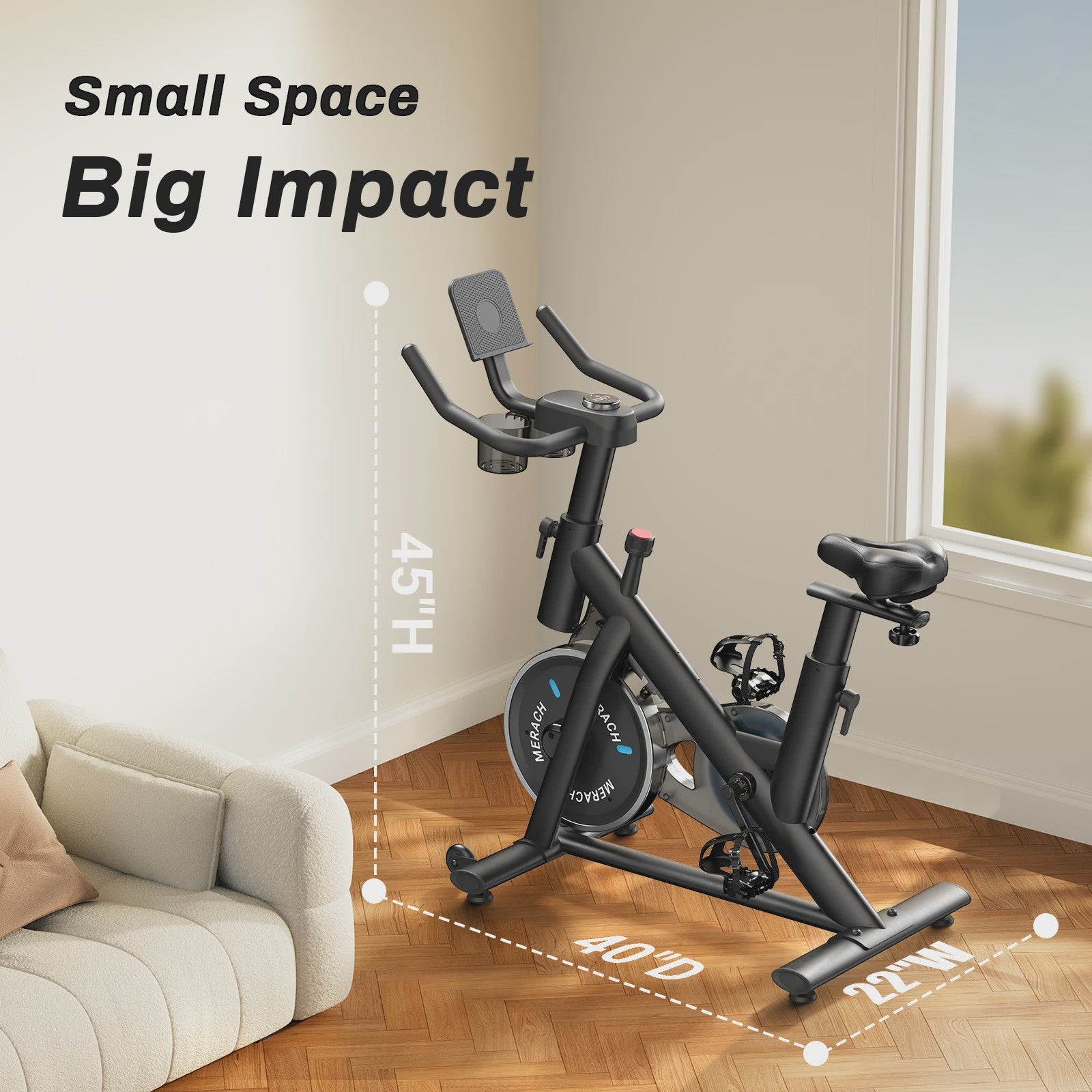 MERACH Hometrainer Fiets met Tablet Houder - Stil, Laag Geluidsniveau, 125kg Draagvermogen