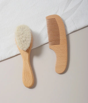 Babyset: Houten Babyborstel en Kam - Zacht voor de Babyhuid