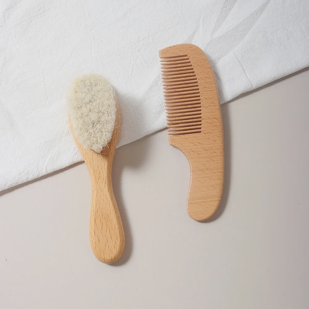 Babyset: Houten Babyborstel en Kam - Zacht voor de Babyhuid