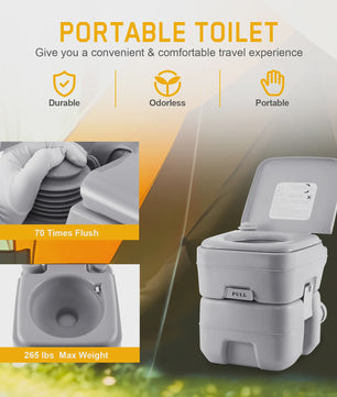 20L Draagbaar Camping Toilet - Mobiel Reis Toilet voor Buiten, Ouderen & Zwangeren