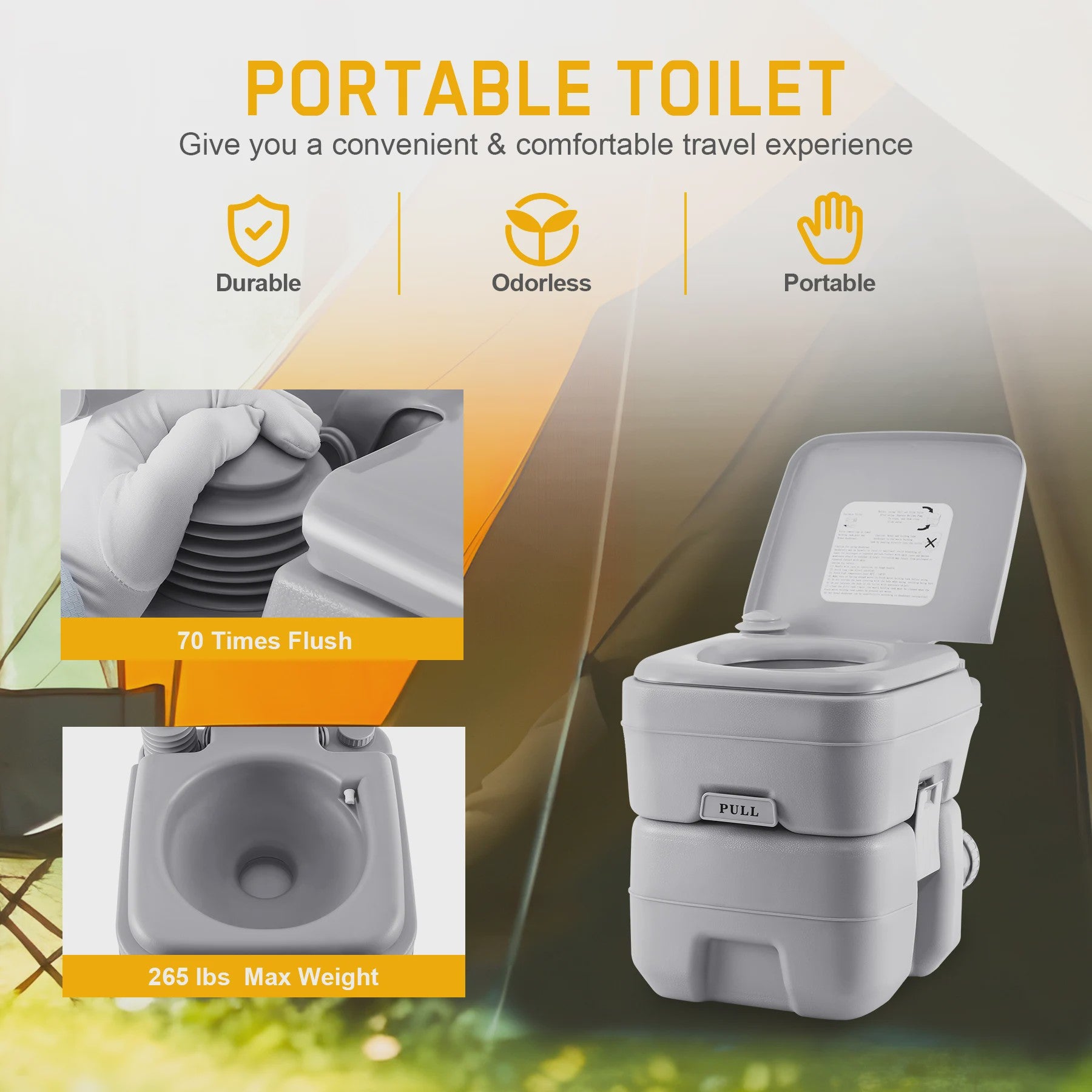 20L Draagbaar Camping Toilet - Mobiel Reis Toilet voor Buiten, Ouderen & Zwangeren