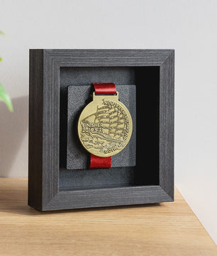 Houten Medaille Display Frame met Fotolijst - Voor Marathon, Sport en Herinneringen