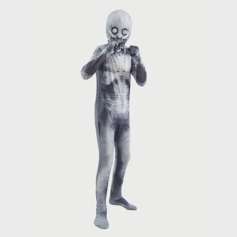 Kinder Halloween Kostuum Grim Reaper Skelet met Print - Horror Jumpsuit voor Feestjes en Optredens