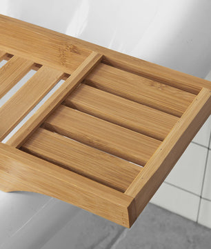 Luxe Bamboe Badplank 80cm - Extra Lang & Gelakt - Met Houders voor Wijn en Kaars